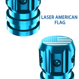 QUARKACE Valve Stem Caps, Tire Valve Caps with American Flag, Tire Caps 4 Pack for Car SUV Truck Motorcycle Bike, Anti-Fading Coating, Corrosion Resistant, Air Leakproof - Blue