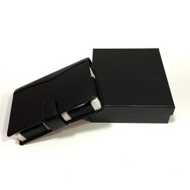 Playing Card Case - Fits Two Decks - Vegan Leather - Space for Pen and Notepad - Poker Case (Black)