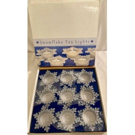 Unbranded Snowflake Tea-Light Candle Holders Frosted Glass Set Of 9 Without Candles Christ