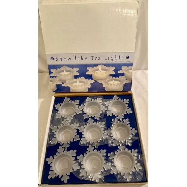 Unbranded Snowflake Tea-Light Candle Holders Frosted Glass Set Of 9