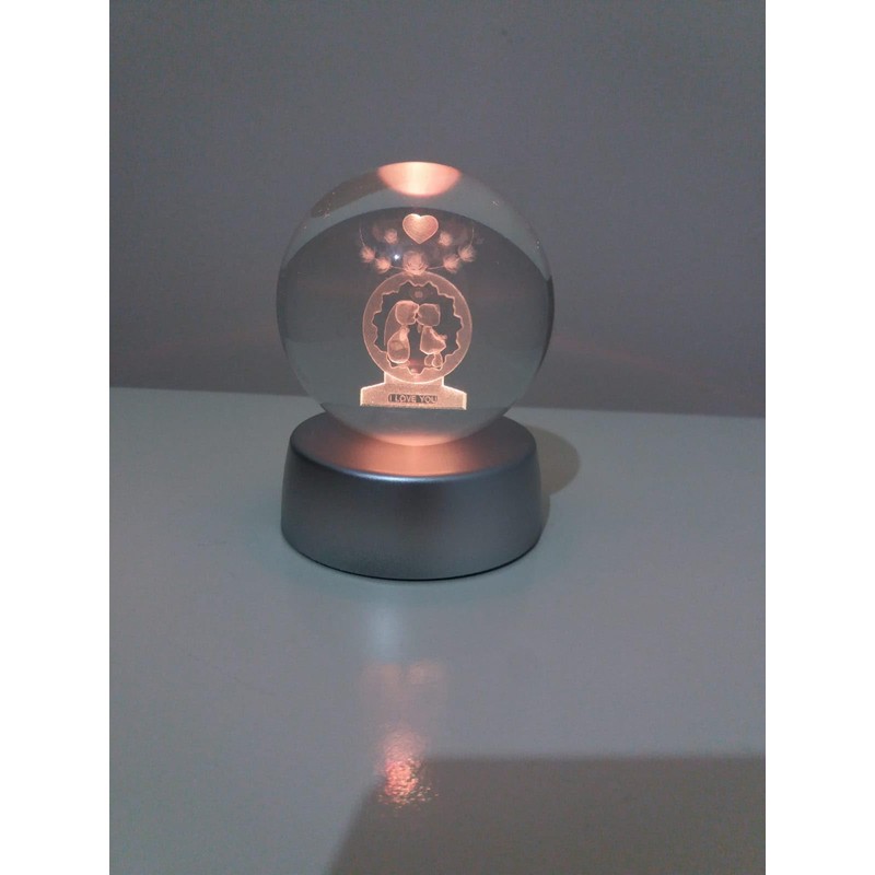 i love you for valentines inscribed snow globe 3D crystal