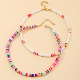 GENBREE Boho Beaded Choker Necklace Colorful Layered Neck Chain Necklaces Beach Short Neck Jewelry for Women