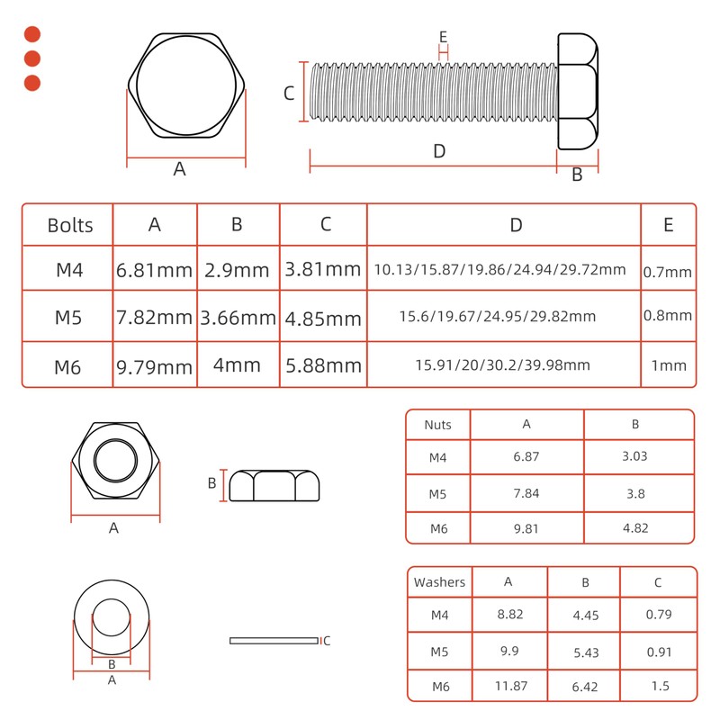 620PCS M4 M5 M6 Nut and Bolt Assortment Sets Heavy