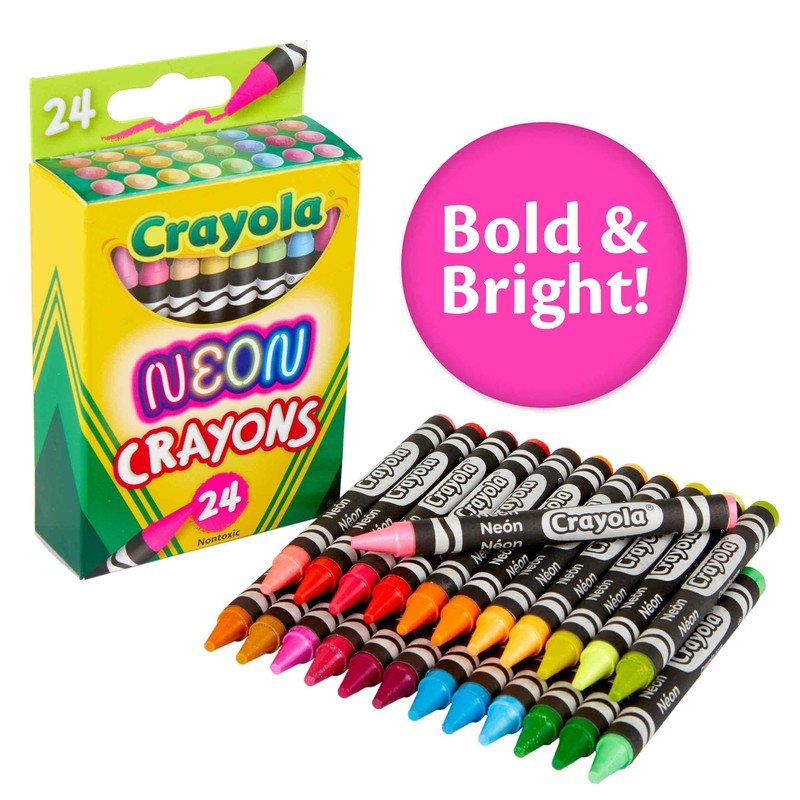 Crayola Neon Crayons, Back To School Supplies, 24 Count