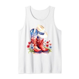 American Boots and USA Hat Design Tank Top
