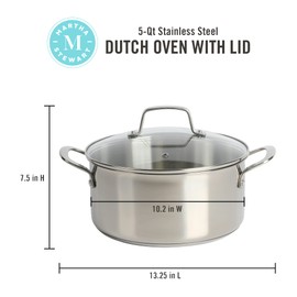 Martha Stewart Castelle 5-Quart 18/8 Stainless Steel Induction Safe Dutch Oven Casserole Pot With lid