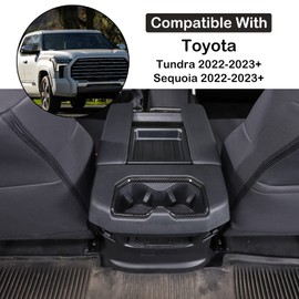 Aunginsy Car Rear Seat Central Armrest Cup Holder Cup Trim Frame Cover Compatible with Toyota Tundra/Sequoia 2022-2023 Back Center Console Cup Holder Decorative Sticker ABS Interior Truck Accessories