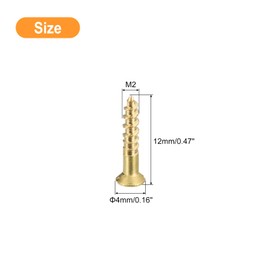 sourcing map Brass Wood Screws, 30Pcs M2 x 12mm Slotted Drive Flat Head Self Tapping Screw Countersunk for Woodworking Furniture
