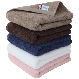 imaa Imabari Towel, Certified Big Face Towel, Fluffy, Thin, Absorbent and Quick Drying, Made in Japan, 100% Cotton, Vacuum Compressed Pack (5 Assorted A)
