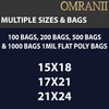 Multiple Sizes Clear Flat Poly Bags, 1Mil 15" X 18"