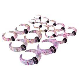 YOFANST Acrylic Crescent Shaped Horseshoes Taper Set Pincher Septum Rings Gauges 14G 12G 10G 8G 6G 4G 2G 0G 00G, 9 Pairs Powder Rainbow