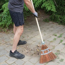 Kings County Tools Outdoor Garden Broom | 12-Inch Wide Brush | Made from All Natural Water & Fire Resistant Piassava Bristles