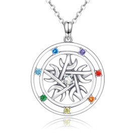 YEESIA Pentagram Necklace S925 Sterling Silver Moon Sun Pentacle Pendant Goddess Pagan Charm Necklaces Jewelry Gifts for Women Girls, Sterling Silver, Cubic Zirconia
