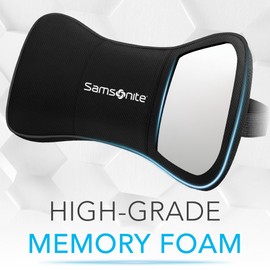 Samsonite Neck Pillow for Car – Ergonomic Memory Foam Headrest Cushion – Car Seat Support for Driving Comfort – Compact Neck Rest – Travel Pillow for Long Road Trip, Black