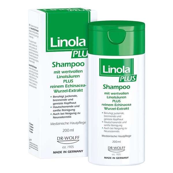Linola Plus Shampoo – 200 ml | Scalp Care Shampoo for Use with Itchy, Burning, Irritated and Neurodermatitis prone scalp, Also for Dandruff and Tension