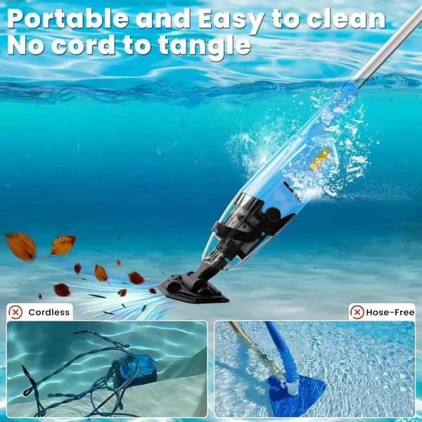 Efurden Handheld Cordless Pool Vacuum for In-ground Above-ground Swimming Pool