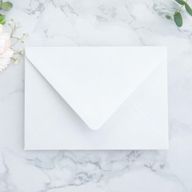 PONATIA 50PCS A7 Euro Flap Envelopes, 5.25 x 7.25'' Liner Envelope For 5x7'' Weddings Invitation Cards, Christmas Gift Cards, Acrylic Invitations, Photos (White & Dusty Blue)