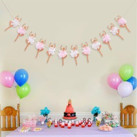 Ballet Girls Lace Birthday Decorations - Ballerina Party Garland,Pink Ballet Banner,Girls Dance Party Hanging Garland Photo Props,Ballerina Wedding Party Decorations