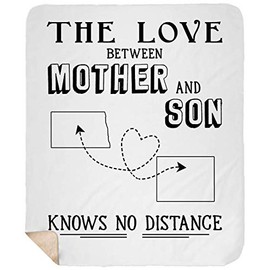 Long Distance North Dakota State, Wyoming State - The Love Between Mother & Son Know No Distance - Fleece Blanket Super Soft 50"x60"