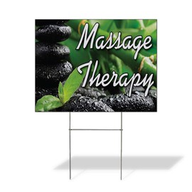 Fastasticdeals Weatherproof Yard Sign Massage Therapy Business B Black Lawn Garden Salon & Spa 18x12 Inches 1 Side Print