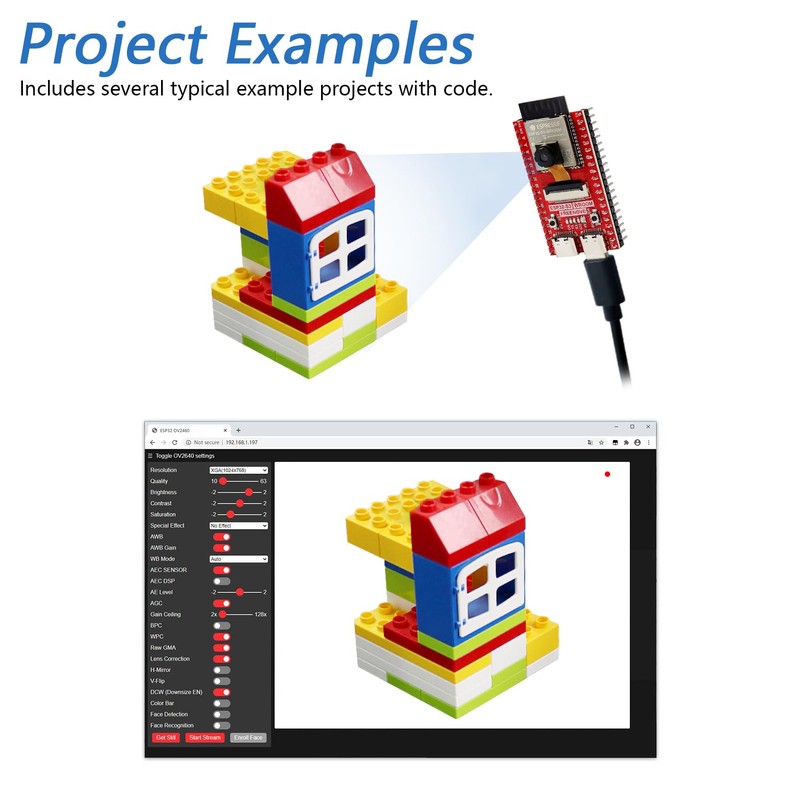 FREENOVE ESP32-S3-WROOM CAM Board (16 MB Flash), Dual-core 32-bit 240