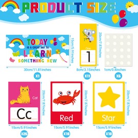 Faccito 58 Pcs Classroom Alphabet for Wall,ABC Posters Alphabet Number Bulletin Board Set Letters Colors Shapes Educational Cards Early Learning Poster for Classroom Wall Preschool Kindergarten Decor