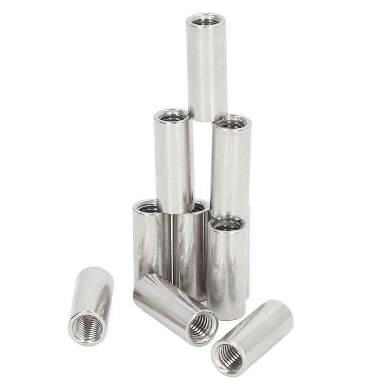 10 Pcs Round Coupling Nut M10x1.5 L35mm Stainless Steel Round