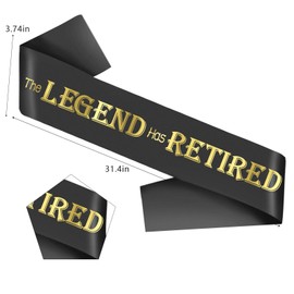 Retirement Decorations - Retirement Sash - The Legend Retired Sash – Black and Gold Foil Retirement Sash for Men & Women. Great for Retirement Party, Events & Decorations