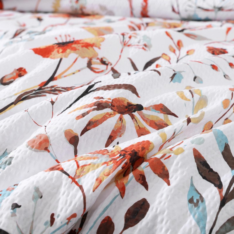 CASAAGUSTO Full Comforter Set, 7 PCS White Floral Comforter Set