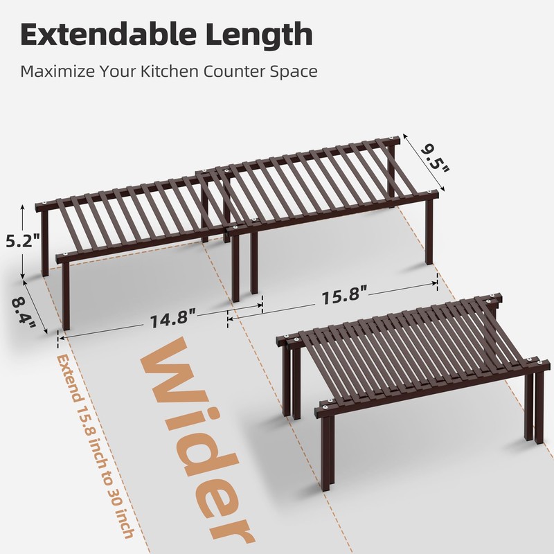 STORAGE MANIAC Set of 4 Expandable Kitchen Cabinet Organizer Shelf