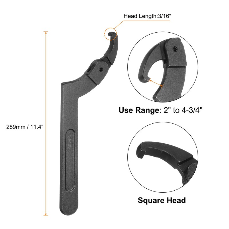 sourcing map C Hook Spanner Wrench, 2 to 4-3/4-inch Adjustable