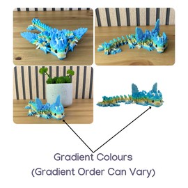 3D Printed Dragon - Baby Lunarwing Dragon - Multicolour Details with Cute Eyes, Fully Articulated, Desk Fidget Toy, Birthday Gift, Kids and Adults, Collectible (Beach Rainbow)