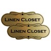 Designer Linen - Letrero de clóset (oro cepillado), pequeño (paquete
