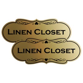 Designer Linen - Letrero de clóset (oro cepillado), pequeño (paquete de 2)