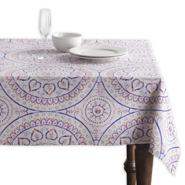 Maison d' Hermine Table Cloths 100% Cotton 60 Inch x 60 Inch Decorative Washable Square Tablecloth Table Cloth, Dining, Kitchen, Parties & Camping, Mandala - Spring/Summer