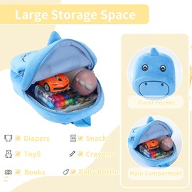 HAHASHOW Kindergarten Rucksack Jungen Mädche Kita Rucksack Kinder Schulrucksäcke Vorschule Tagesrucksack Karikatur Tier Tasche für 2-6 Jahre（Dinosaurier）