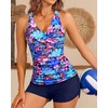 Women Tankini Swimsuits with Shorts - Two Piece Tummy Control
