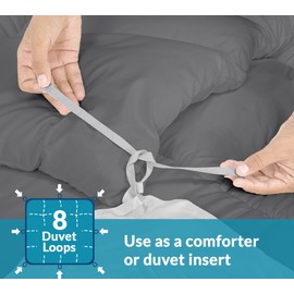 ROYALE LINENS Comforter - Queen Size Duvet Insert - All Season Soft Quilted Comforters with 8 Corner Tabs - Down Alternative Bedding Comforter - Box Stitched Duvet Insert (Charcoal, Queen 88"x88")