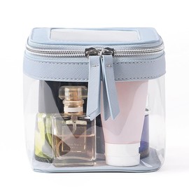 Clear Makeup Bag Travel Cosmetic Case Transparent Toiletry Bag&Skincare Pouch with Zipper, Portable Make Up Organizer Traveling Compact Car Bag for Essentials