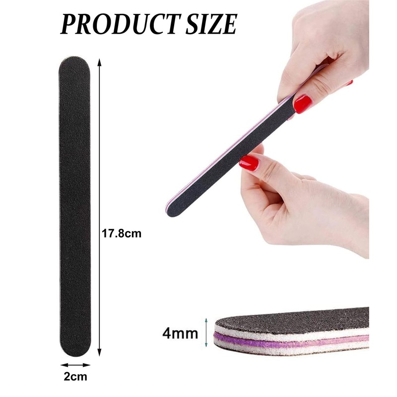 20PCS Professional Nail Files, Double Sided Emery Board, Washable 100/180