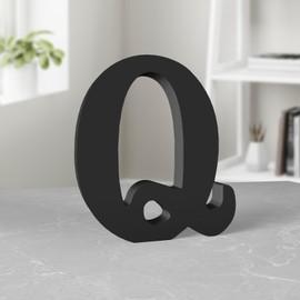 Aruatu 6 Inch Black Wood Letters Unfinished Wood Letters for Wall Decor Decorative Standing Letters Slices Sign Board Decoration for Craft Home Party Projects (Q)