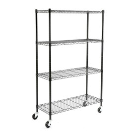 EFINE 4-Shelf NSF Certified Shelving Units and Storage on 3'' Wheels, Adjustable Heavy Duty Carbon Steel Wire Shelving Unit for Garage, Kitchen, Office (36W x 14D x 57.7H) Black