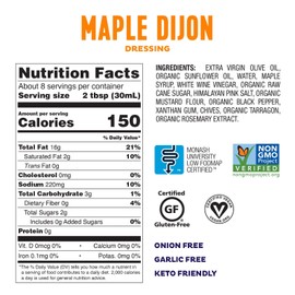Fody Foods Vegan Maple Dijon Salad Dressing | Low FODMAP Certified | Gut Friendly No Onion No Garlic | IBS Friendly Kitchen Staple | Gluten Free Lactose Free Non GMO