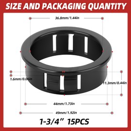 QCDENG 15PCS 1-3/4" Round Cable Snap Bushing Grommet, Black Snap in Cable Grommet Protector