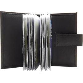 myledershop MJ-Design Germany XL Leather Credit Card Holder with Replacement Film Black, black, Credit card sleeve