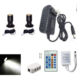 Jorunhe 1.5w White LED Mini Surface Mounted Light Jewelry Cabinet Lamp Spotlight Ac85-265v (Pack-2,Cold White 6000k)