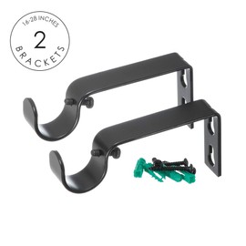 Ivilon Side Window Curtain Rod - End Cap Style Design 1 Inch Pole. 16 to 28 Inch Color Black