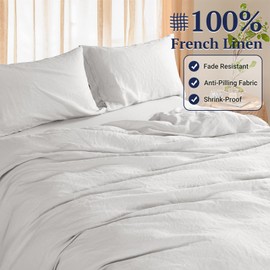 Shilucheng 100% Linen Full Duvet Cover Set, Luxury Pure Natural French Flax Linen Duvet Cover with Zipper Closure & Corner Ties, Cooling Breathable Comforter Cover 3 Piece (Gray)