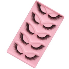 False Eyelashes Fluffy Fox Eye Lashes Sexy Cat Eye Eyelashes Soft Winged Angel Fake Lashes Wispy Lightweight Faux Mink Lashes (5 Pairs)