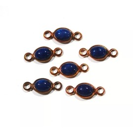 Vintage Blue Speckled Glass Copper Coated Channel Set Connectors chr180A